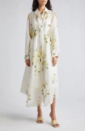 Zimmermann Harmony Floral Print Pleated Long Sleeve Linen Silk Shirtdress at Nordstrom